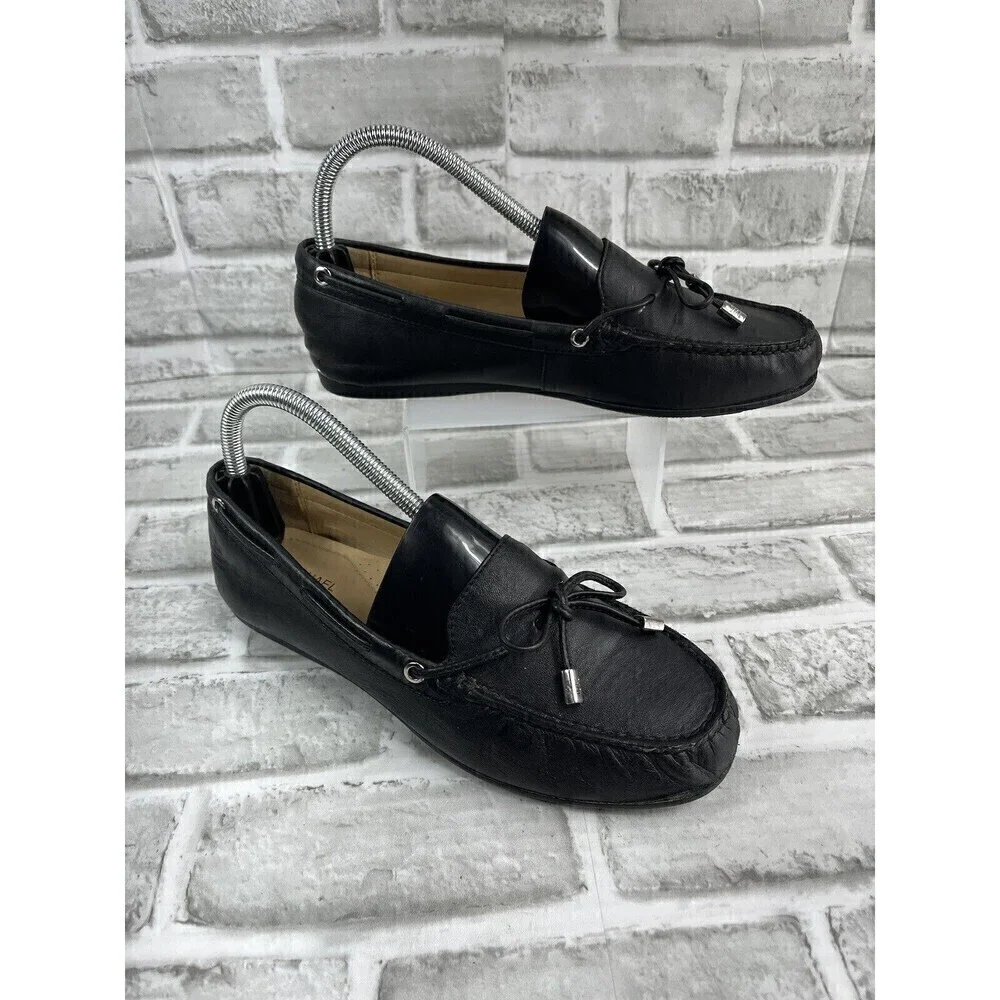 Michael Kors Daisy Women’s Size 8 Black Leather Moccasins Flats Driving Loafers